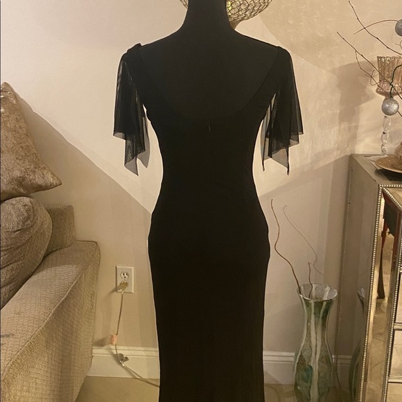 David Meister Black Maxi Dress with Embellished Neckline size 2 - Picture 9 of 9